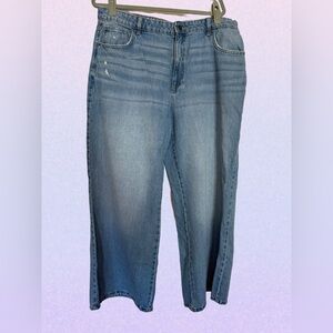 Cotton:on relaxed wideleg jeans grunge 90s distressed light wash sz14 jnco style